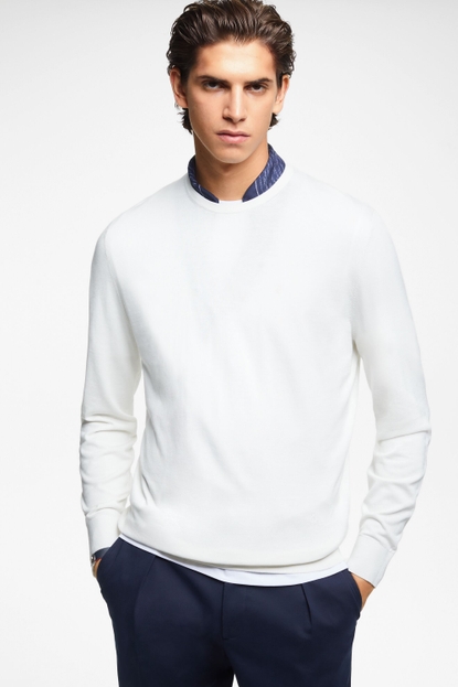 Silk and cotton crew neck sweater