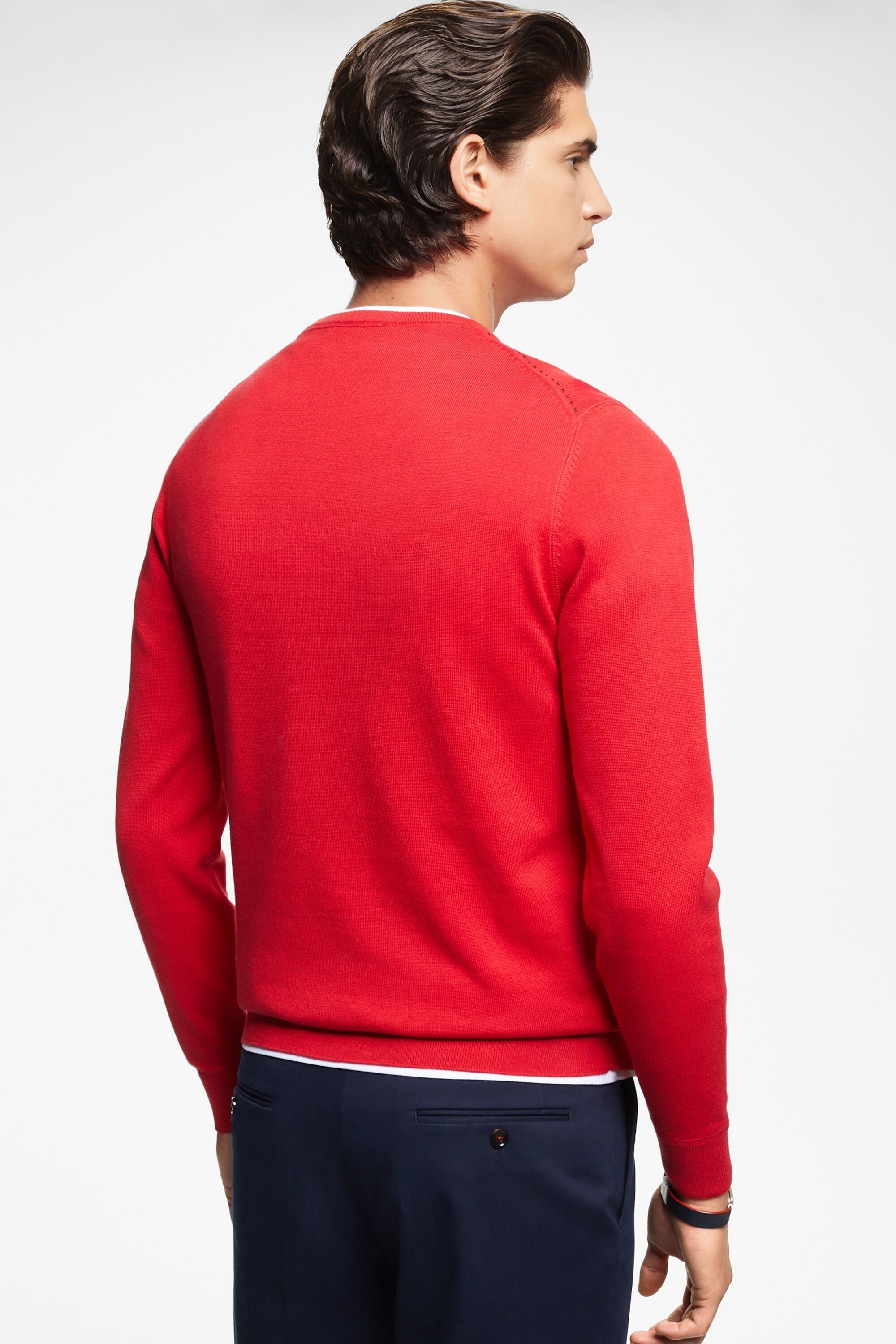 Cotton crew neck sweater with embroidery red CH Carolina Herrera United States