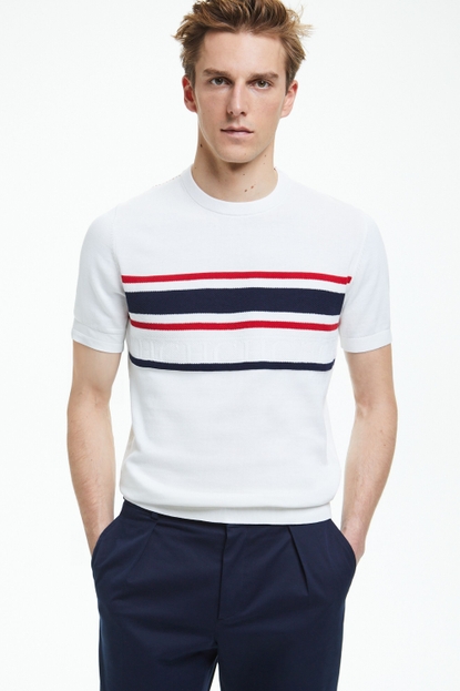 Striped gassed cotton t-shirt