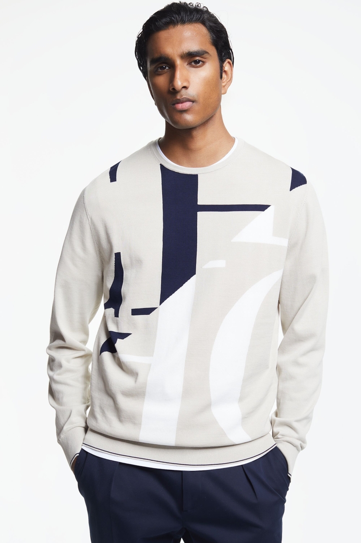 CH intarsia gassed cotton sweater