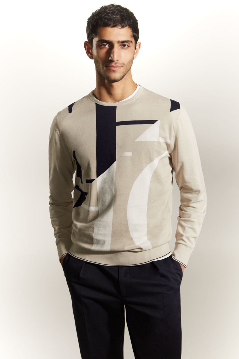 CH intarsia gassed cotton sweater