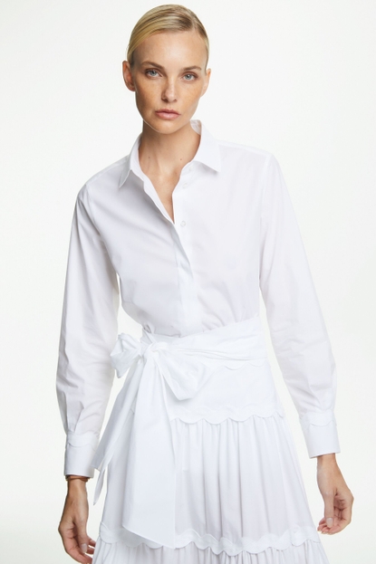 Poplin fitted shirt with serpentine ribbons