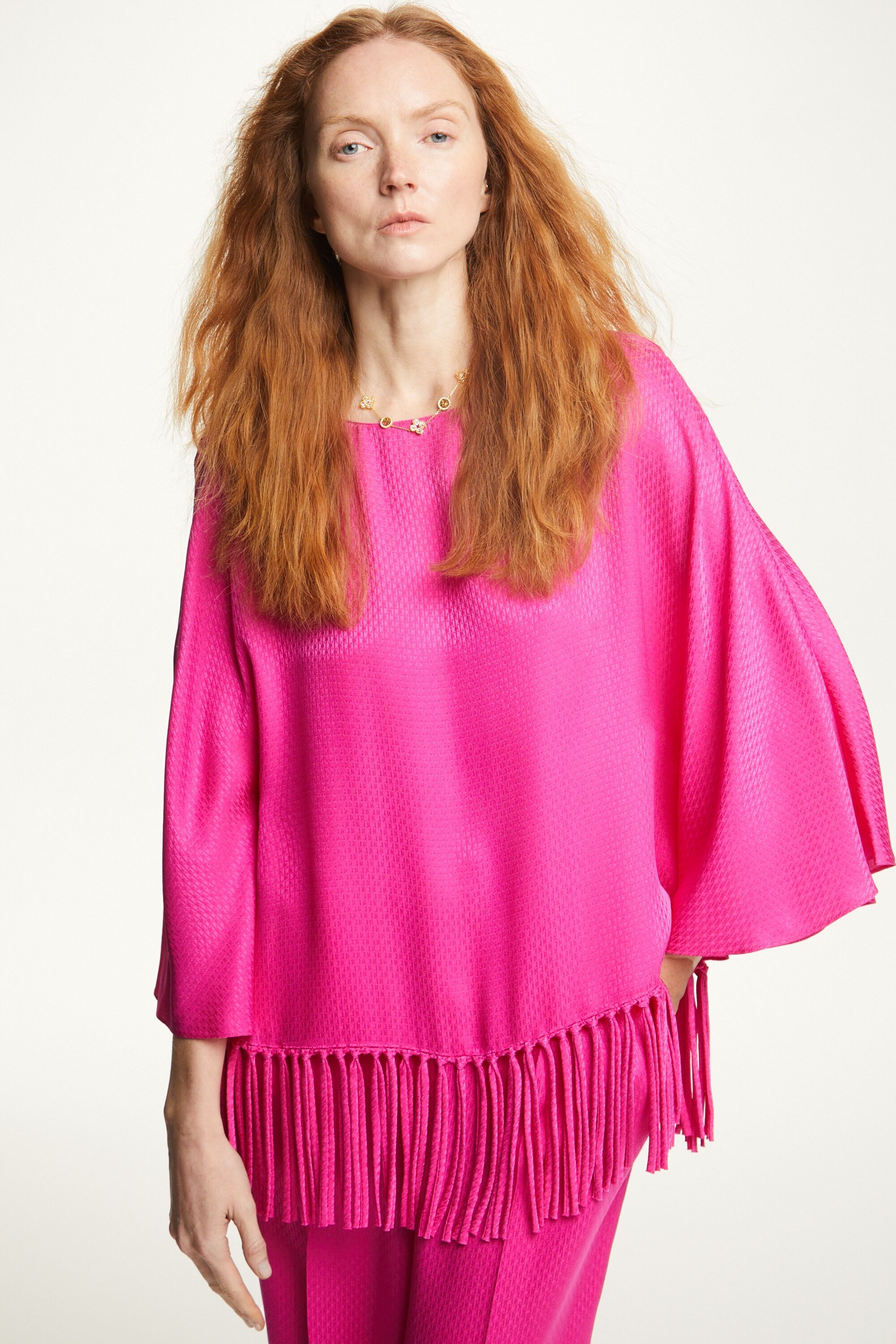 Silk top with fringes