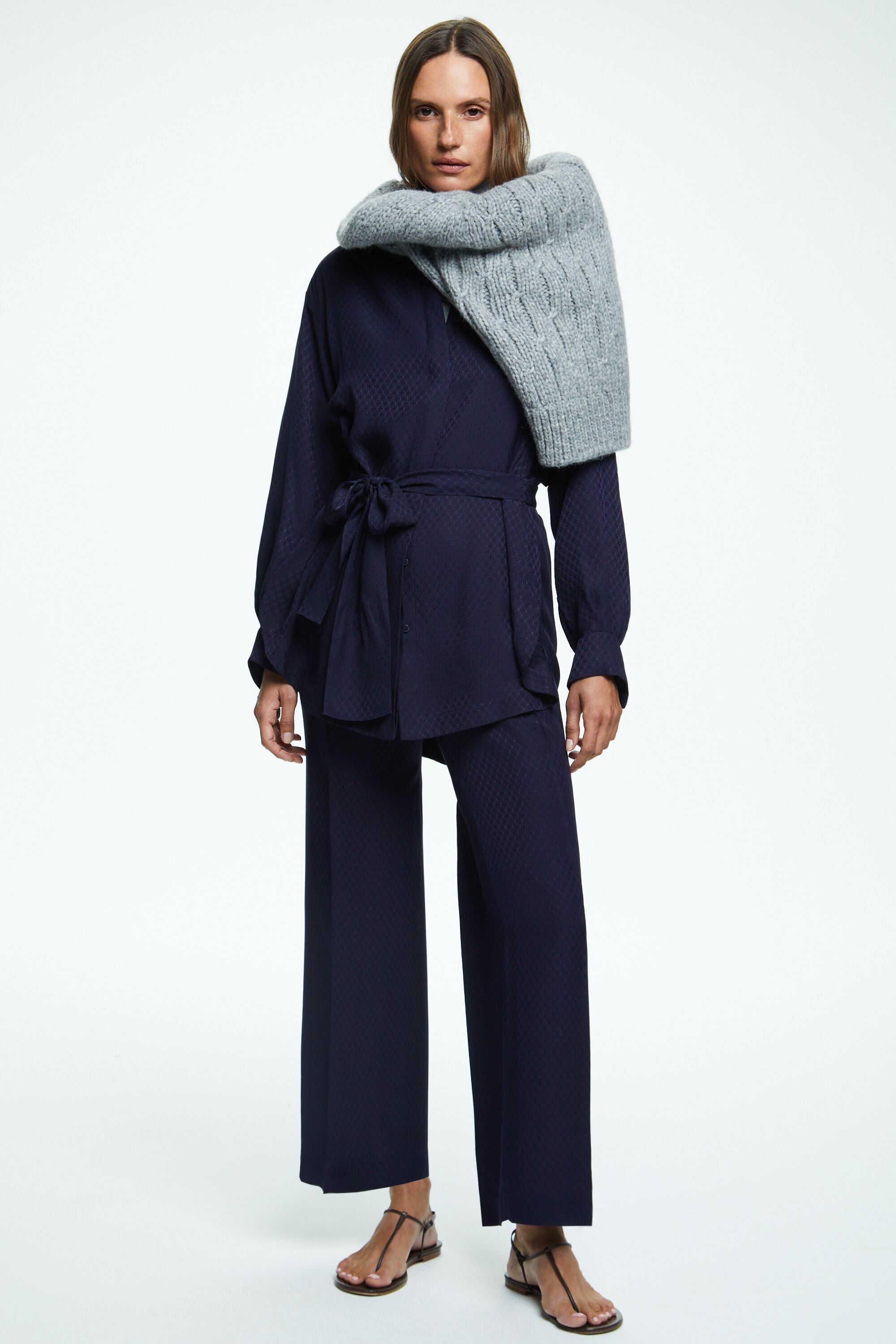 Rosetta Insignia jacquard shirt navy - CH Carolina Herrera United 