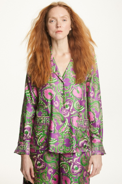 Garden print silk pyjama-style blazer