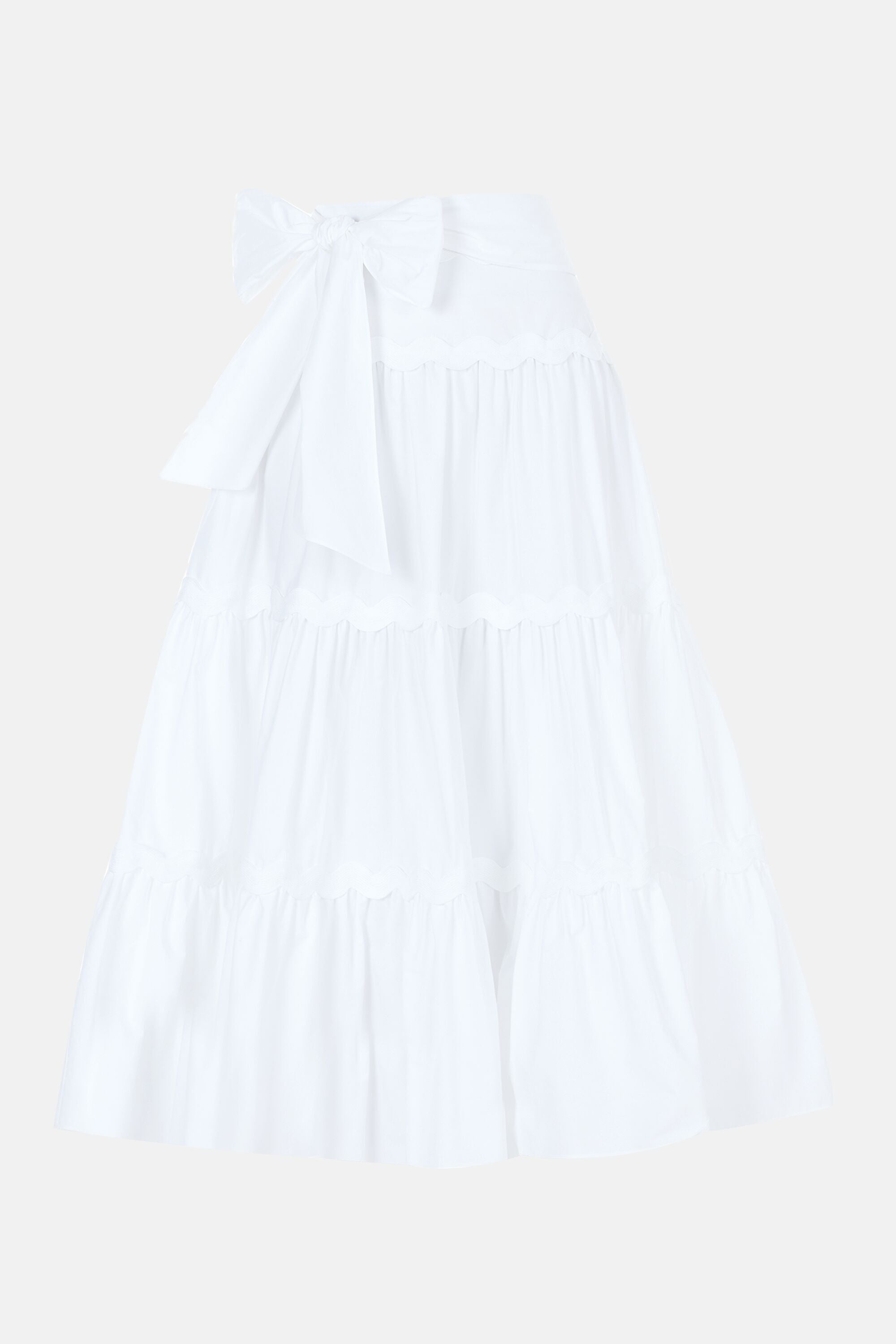 Ruffled poplin skirt with serpentine ribbons white - CH Carolina 