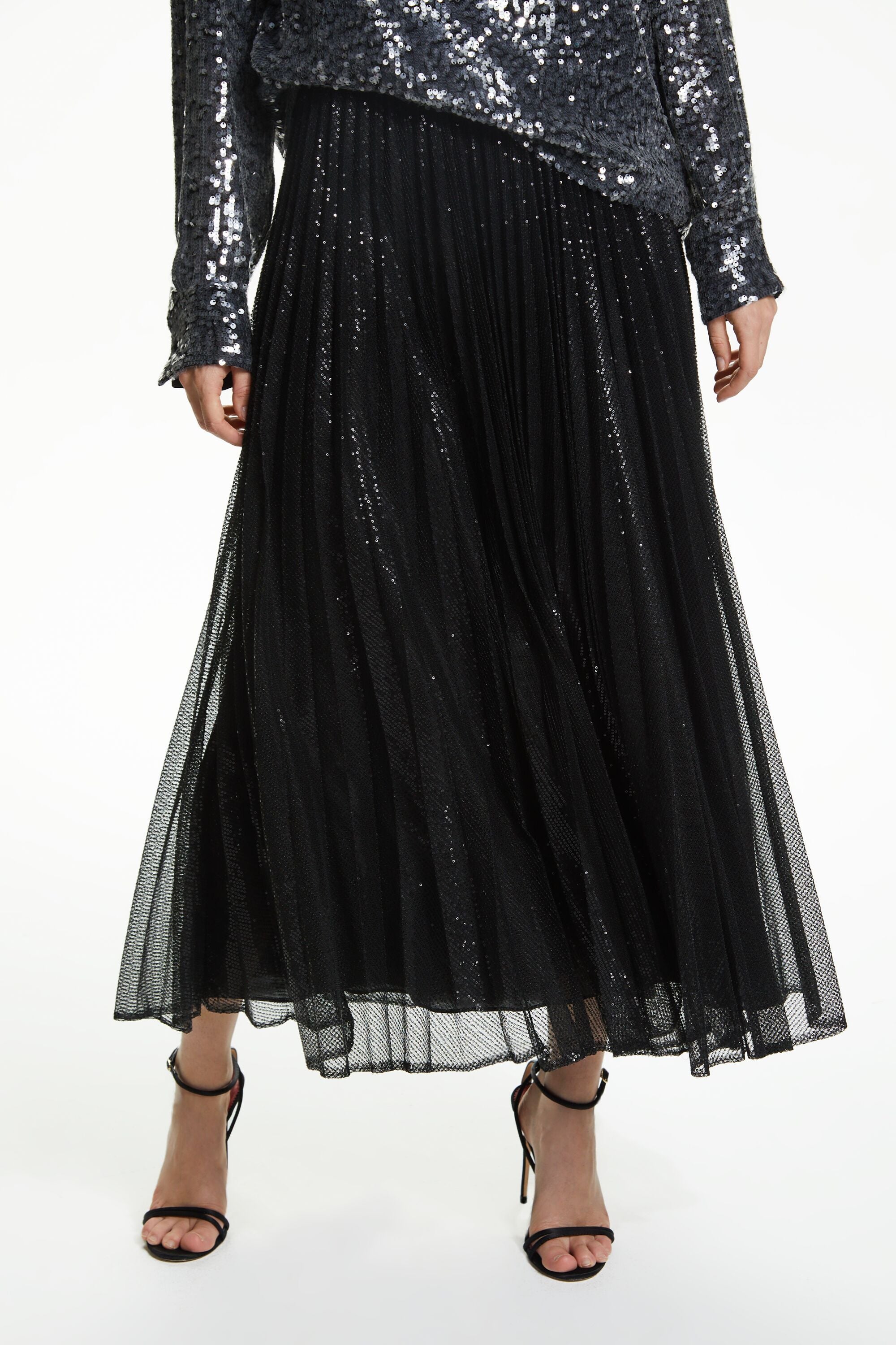 Midi sequin outlet pleated skirt