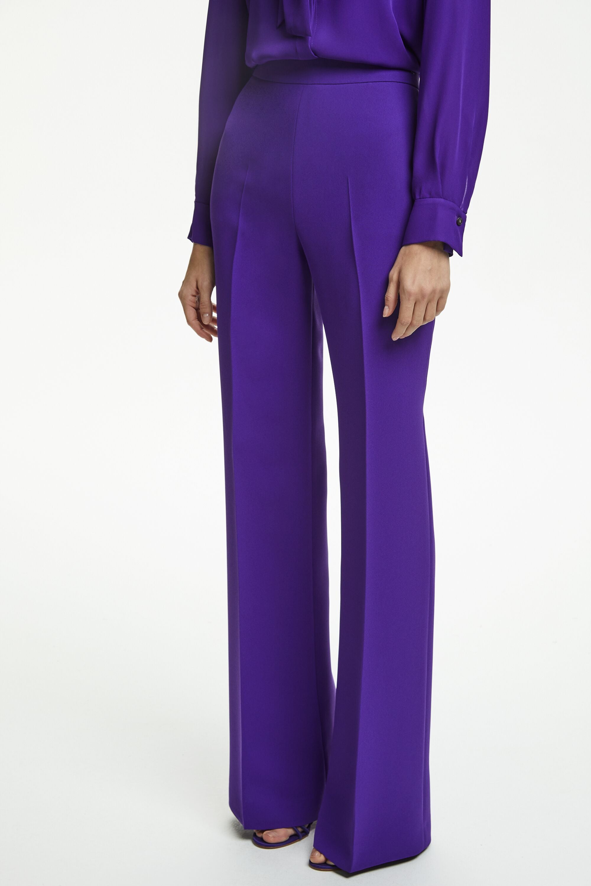 belper ベルパー grossy pleated pants purple | camillevieraservices.com