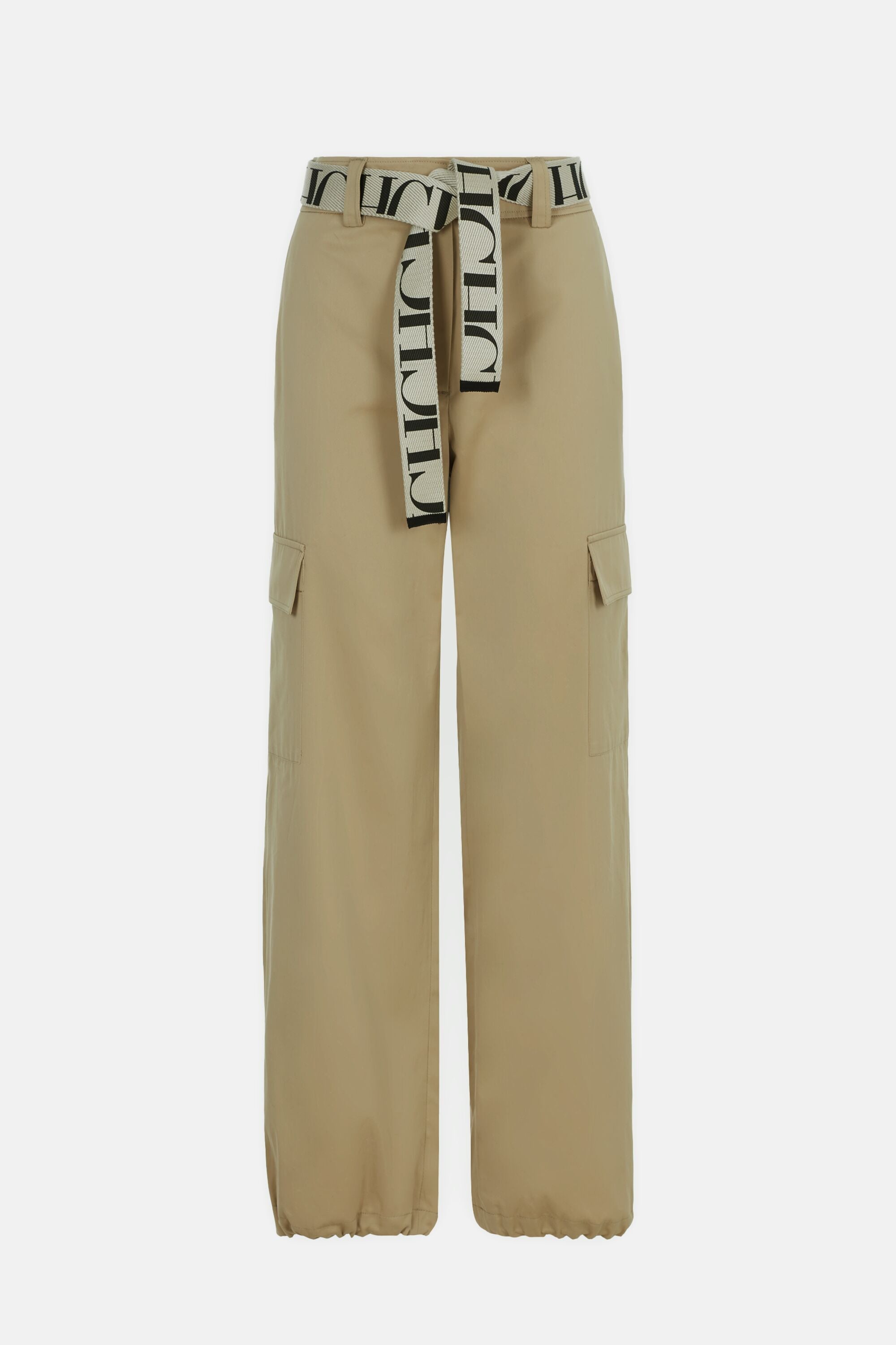 Straight-leg cargo pants with belt camel - CH Carolina Herrera