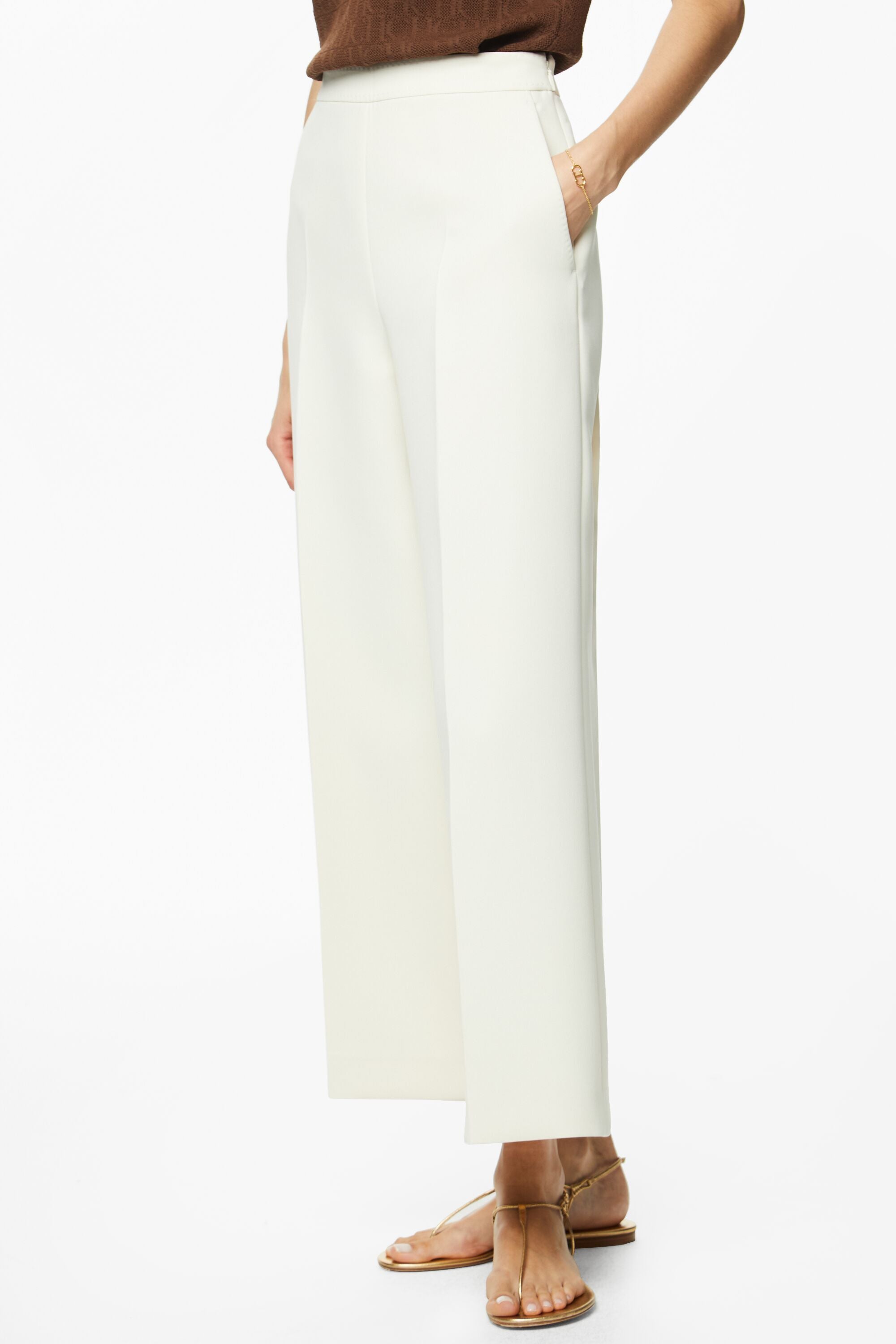 Crepe straight-leg pants