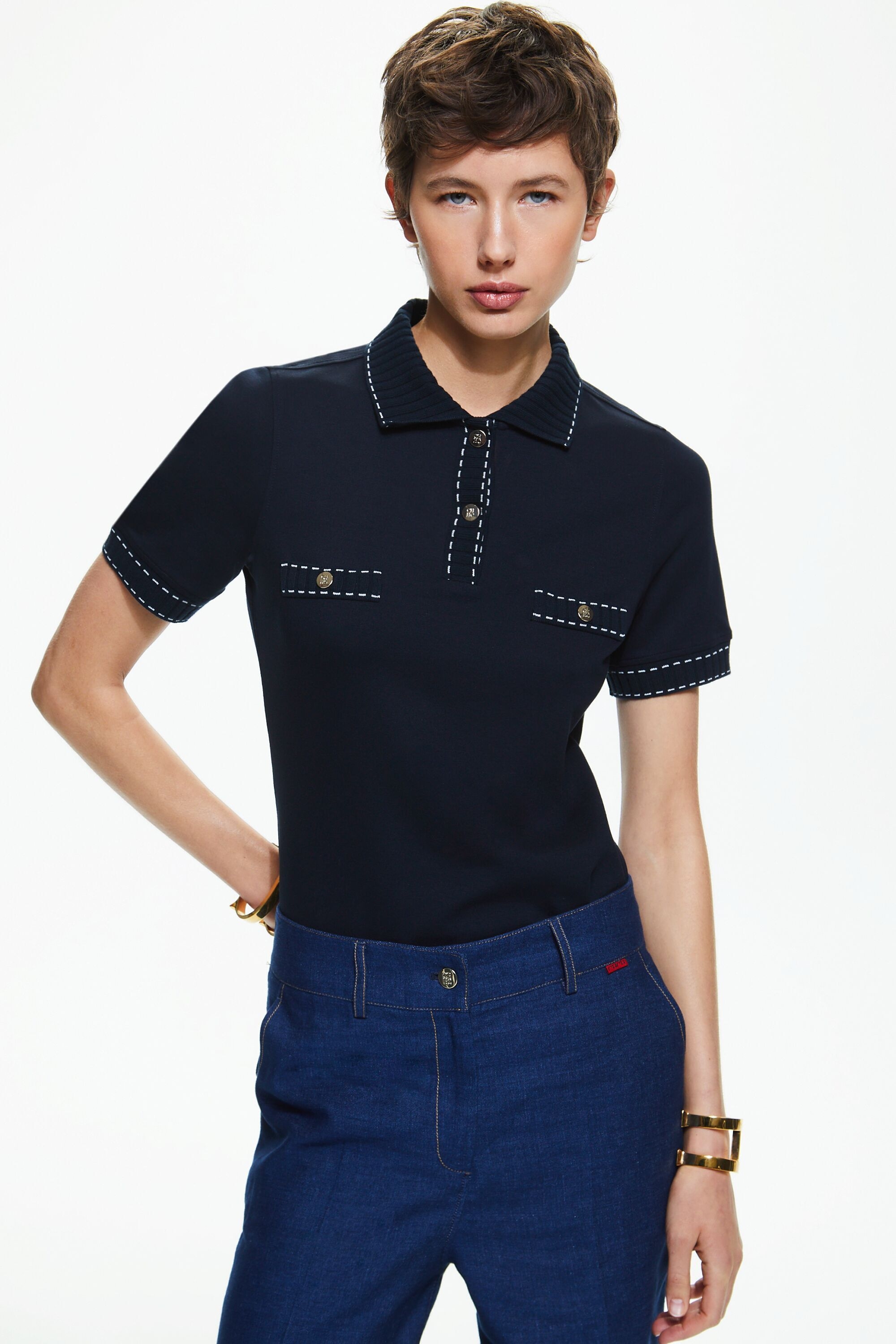 Milano knit fitted polo shirt