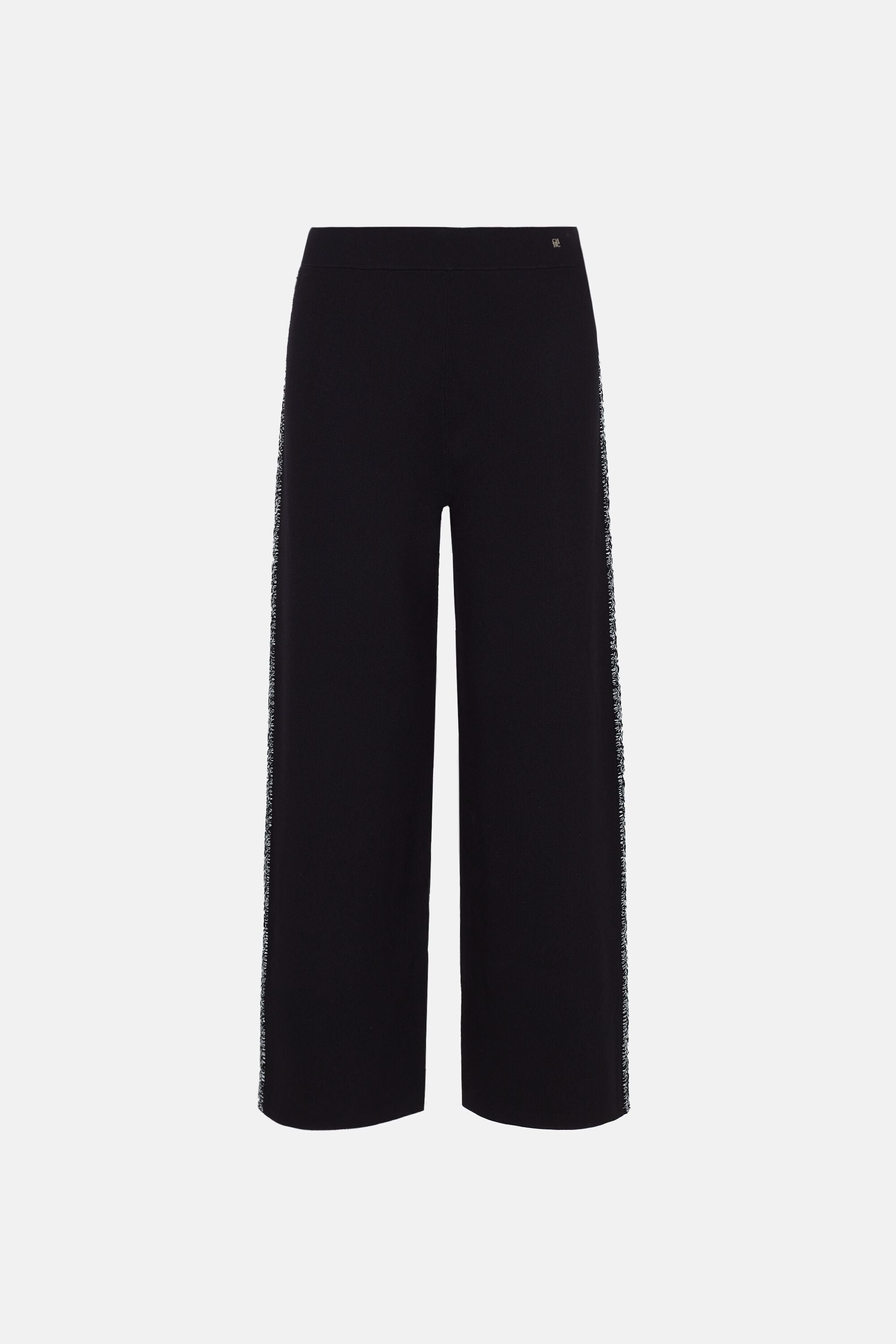 Milano knit straight-leg pants with crochet black/ivory - CH