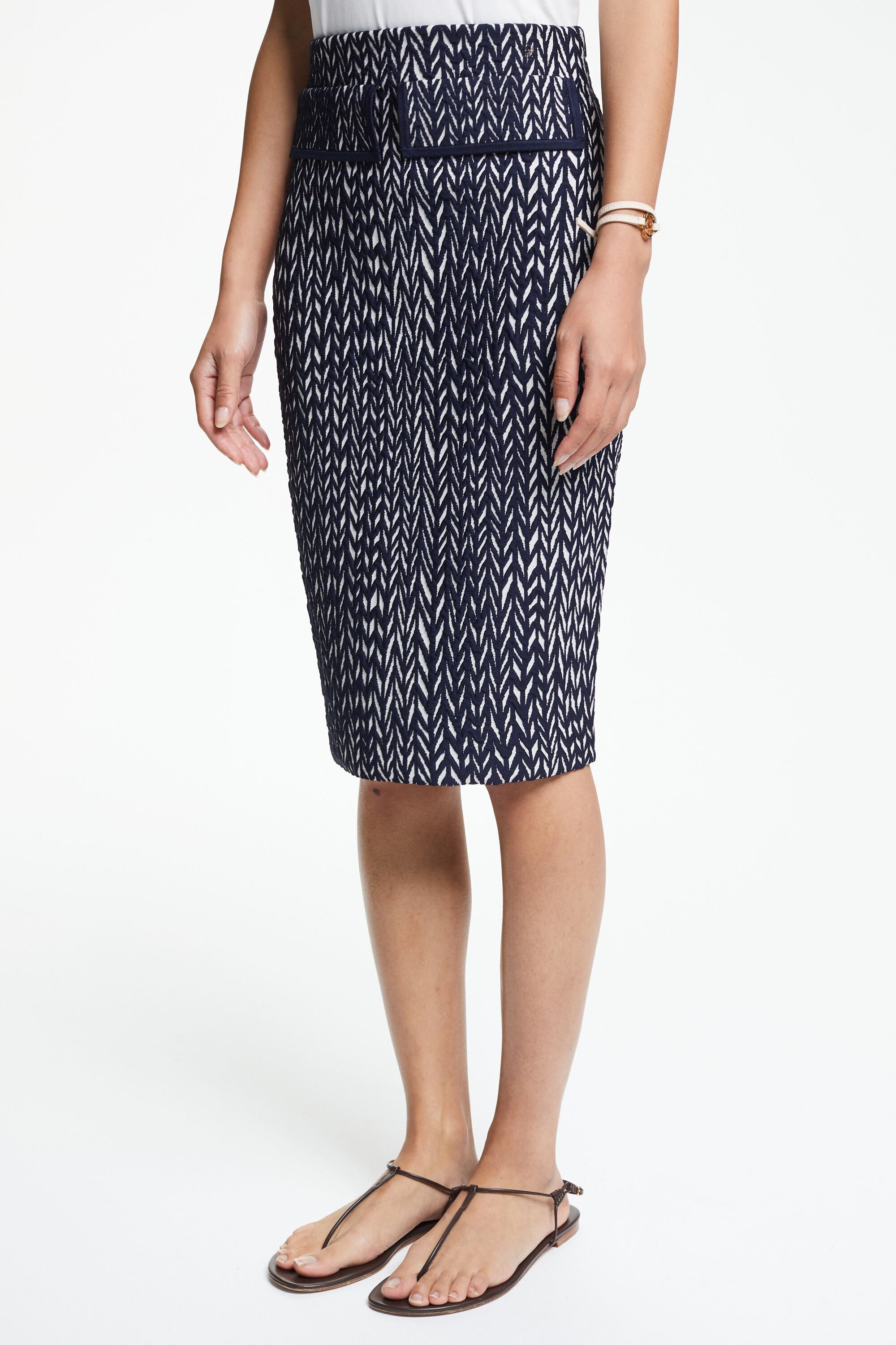 Jacquard pencil skirt navy/ivory - CH Carolina Herrera United States