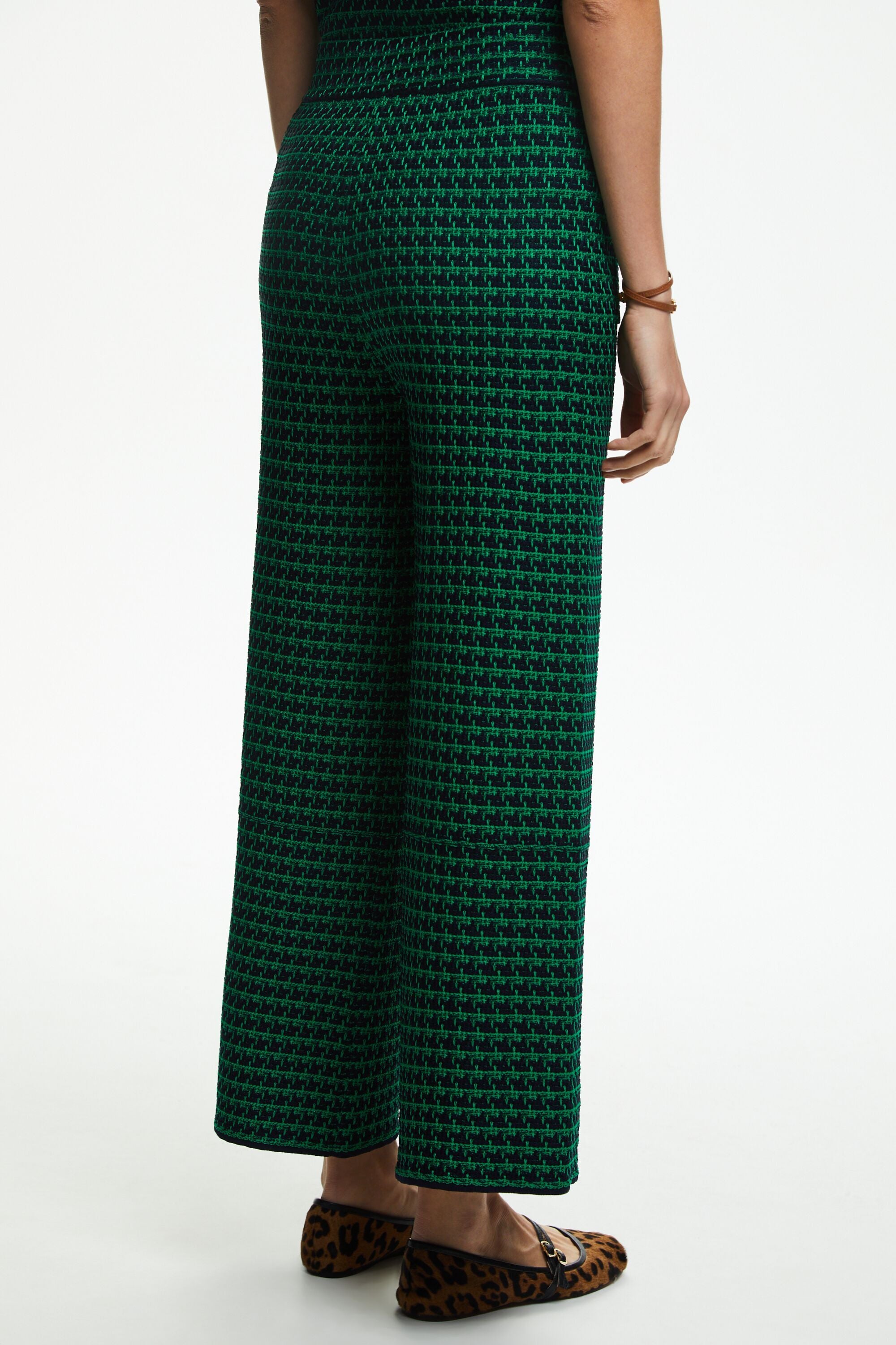 Tweed jacquard straight-leg pants green/blue - CH Carolina Herrera 