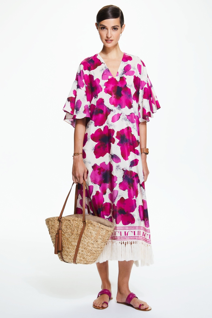 Arty Flowers print crepe straight-fit kaftan