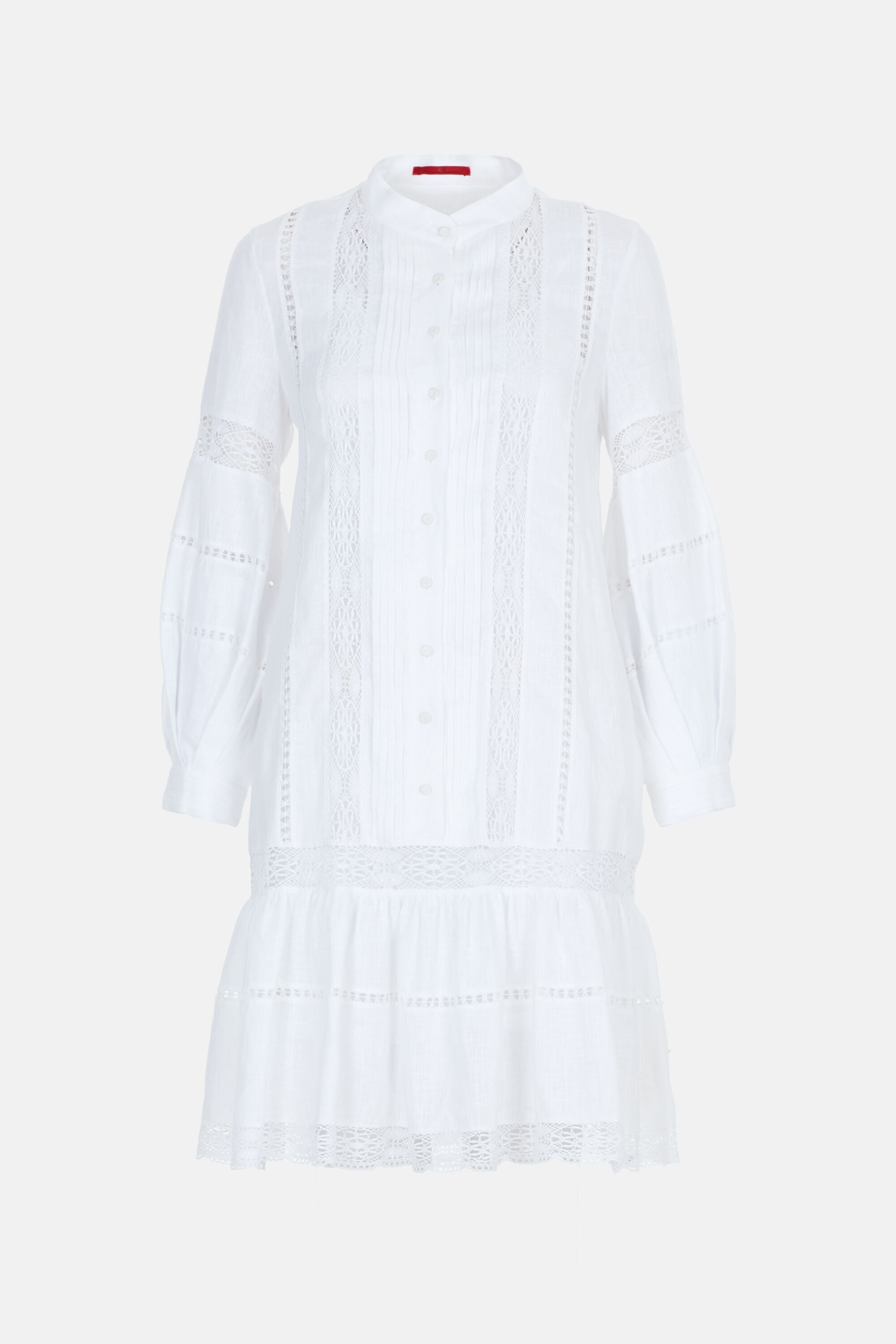 Linen A-line dress with bobbin lace