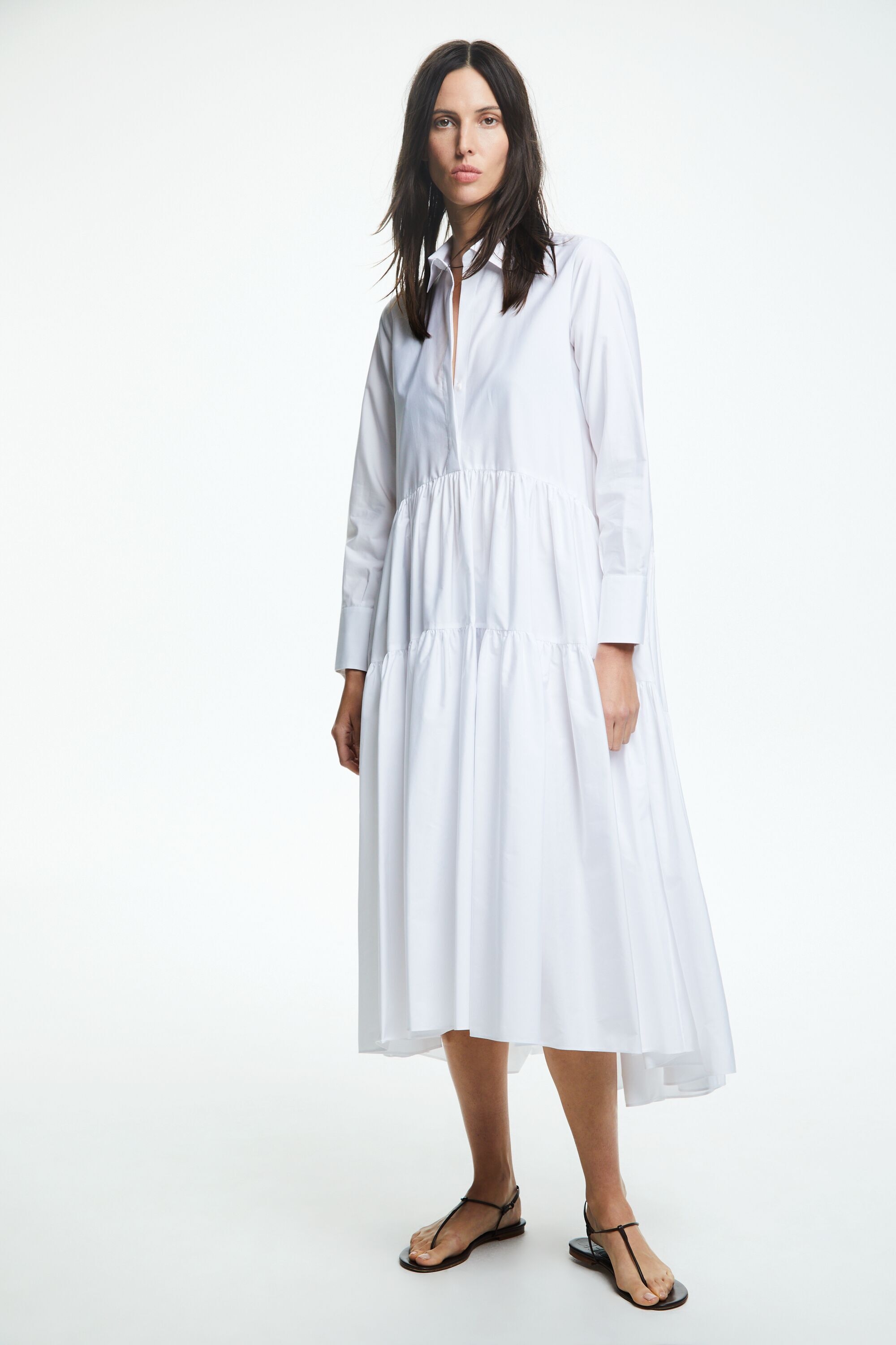 Ruffled poplin shirt dress white - CH Carolina Herrera United States