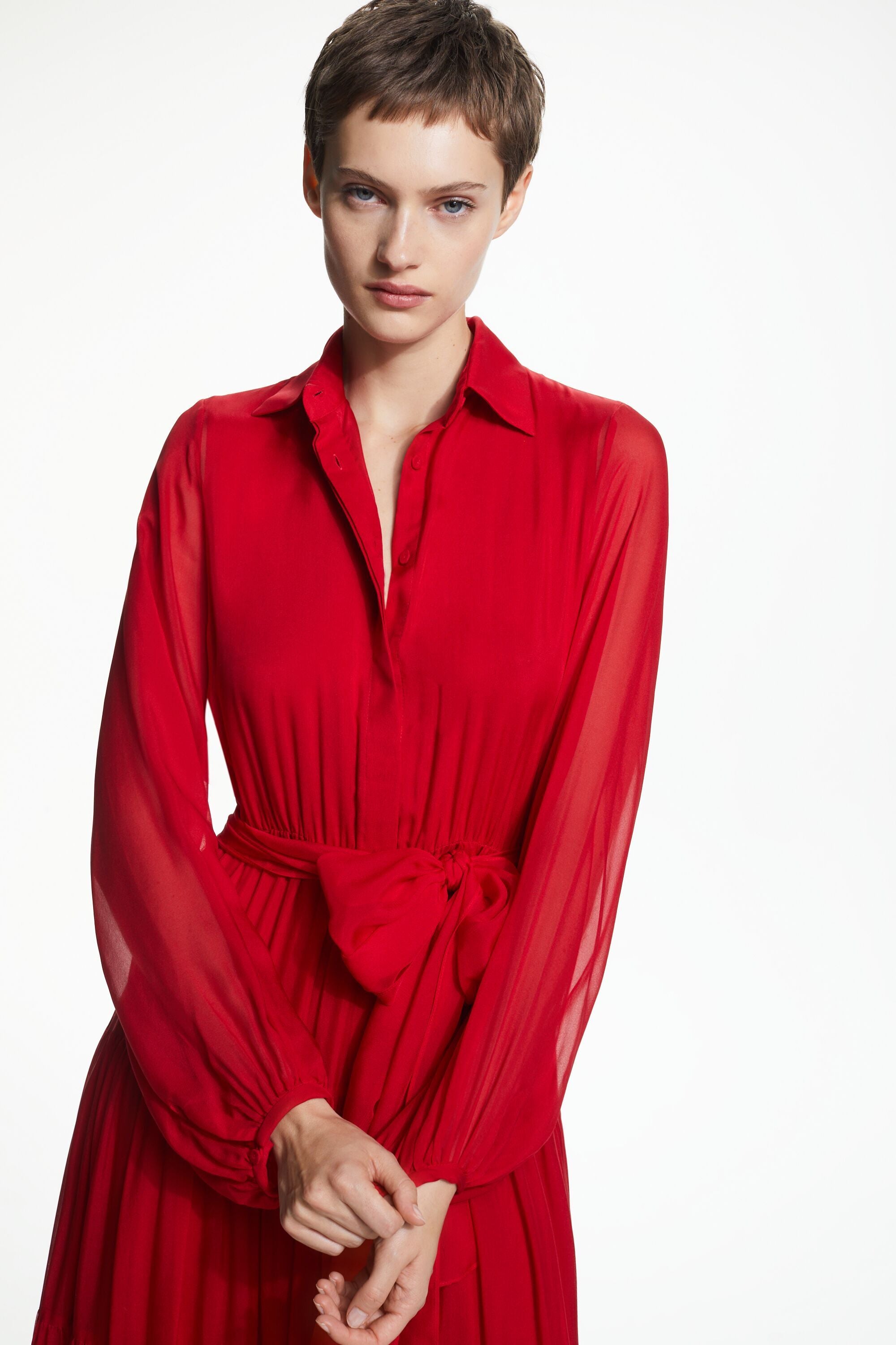 Silk chiffon shirt dress red - CH Carolina Herrera United States