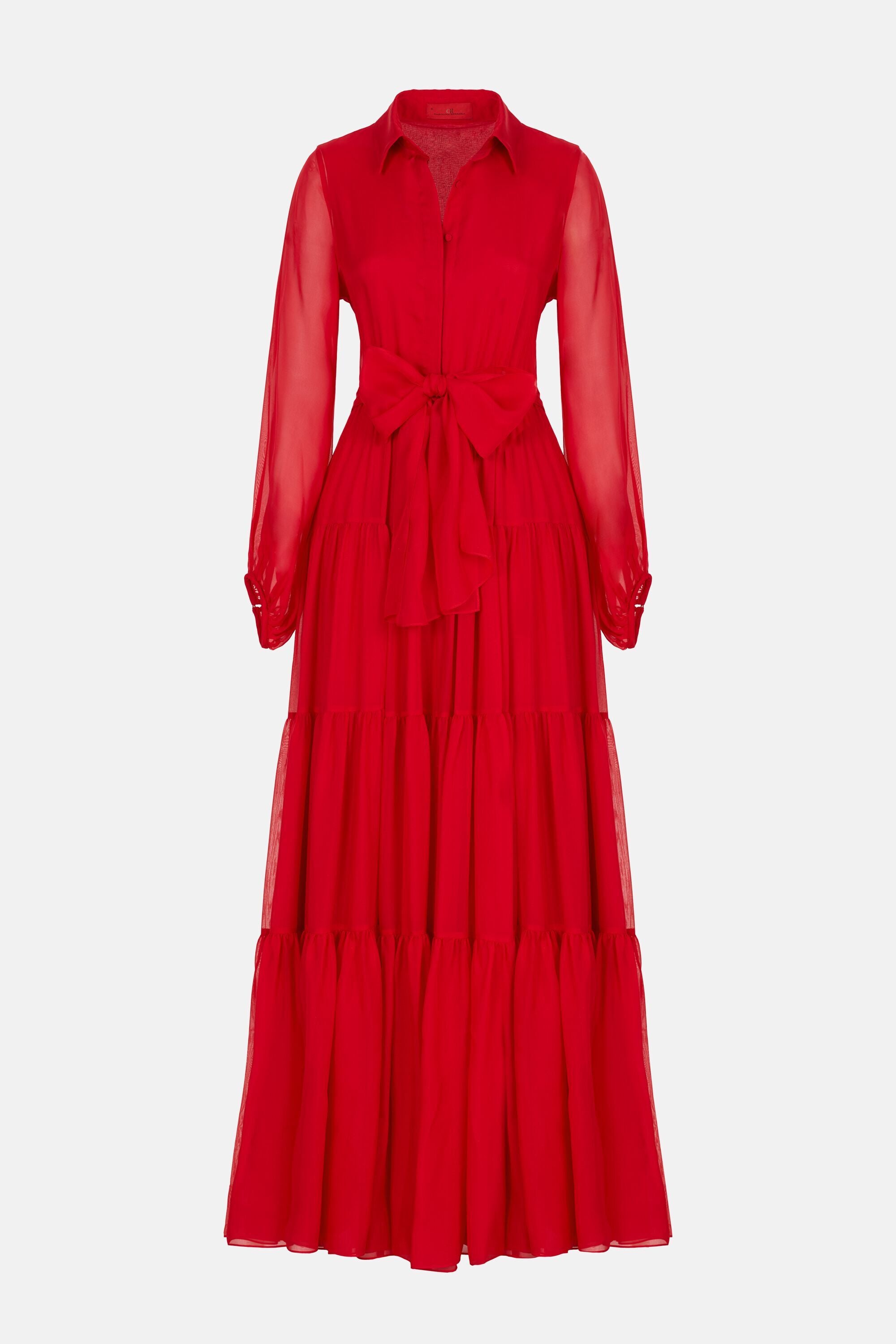 Red chiffon dress