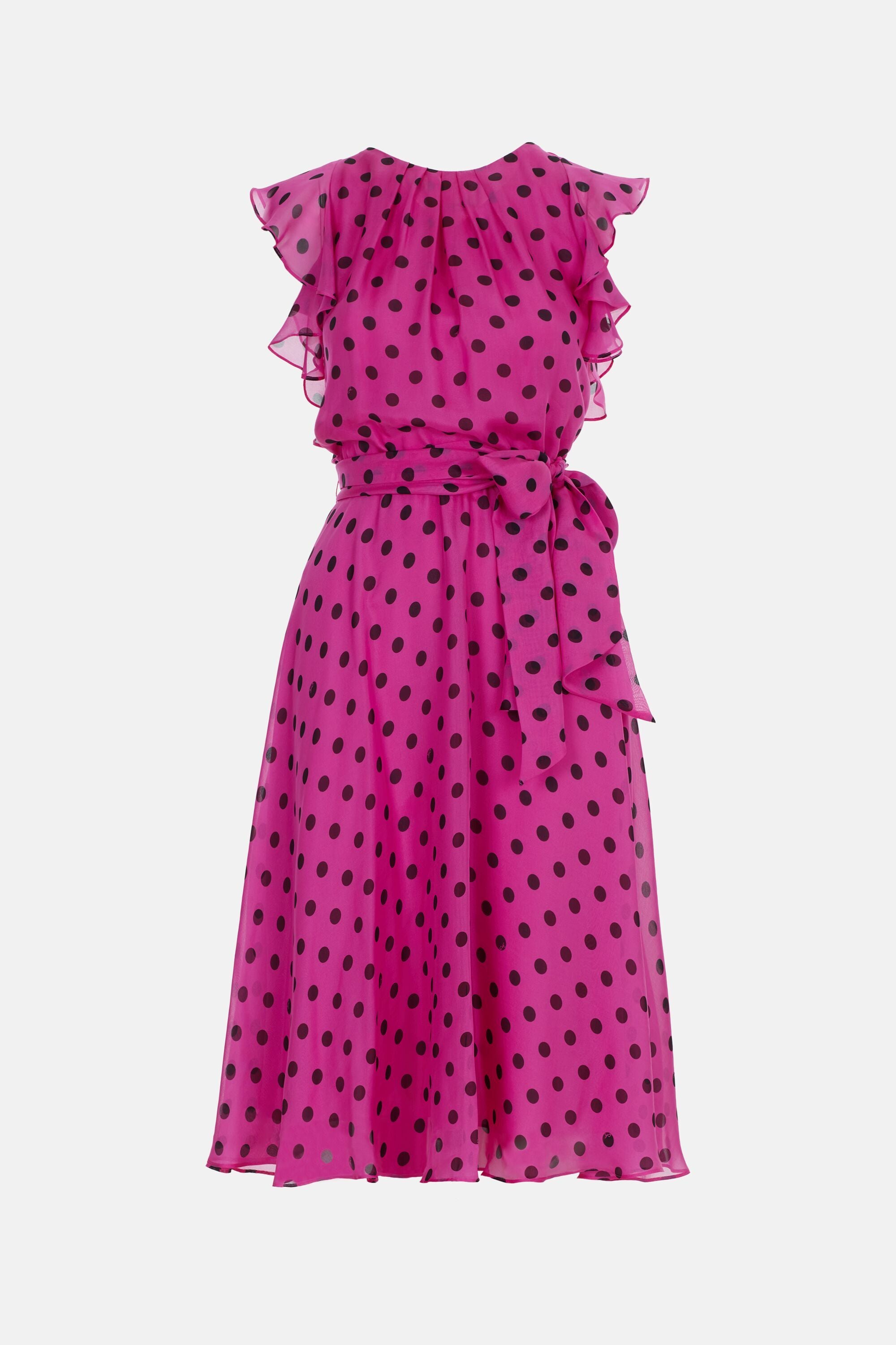 Printed silk chiffon dress with ruffles