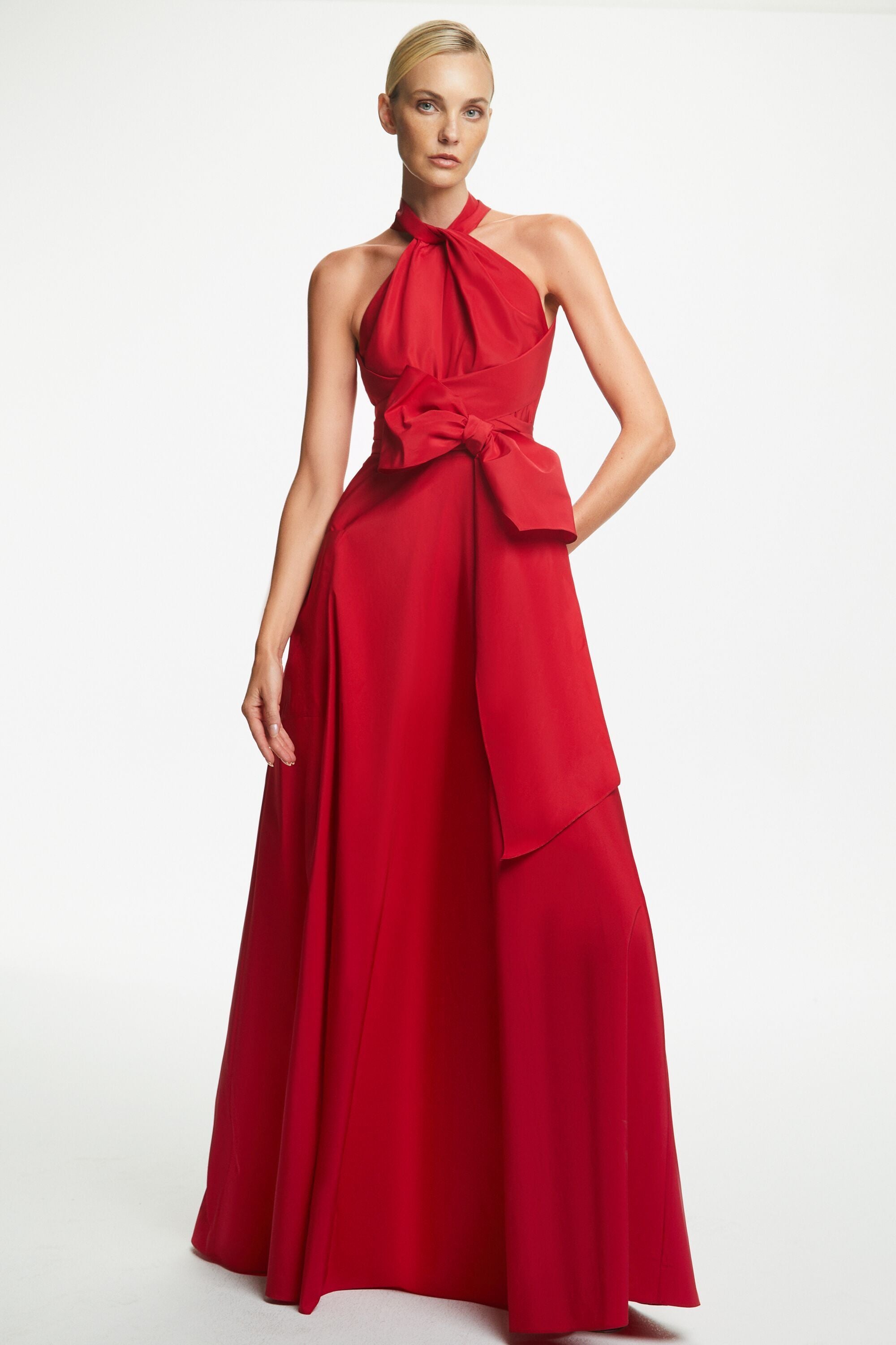 Taffeta halterneck maxi dress red - CH Carolina Herrera United States