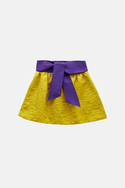 Tie-detailed brocade skirt