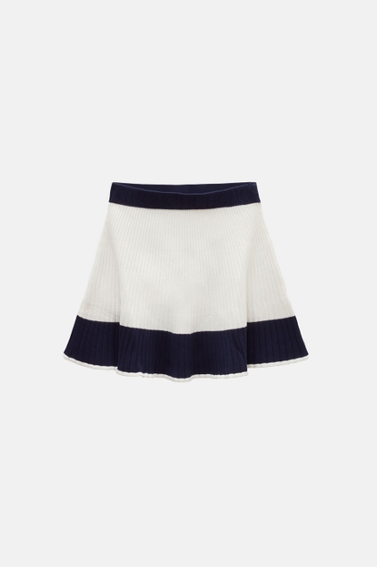 Ribbed knit pleated skirt