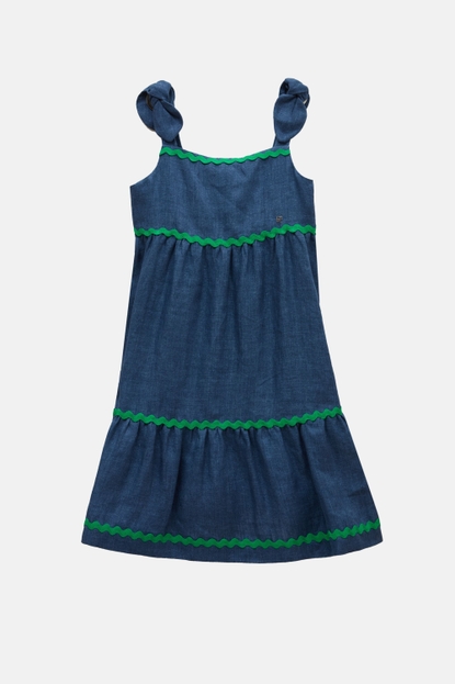 Linen strappy dress with ribbons