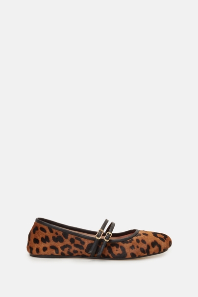 Initials Insignia Leather Mary Jane ballet flats - LEOPARD