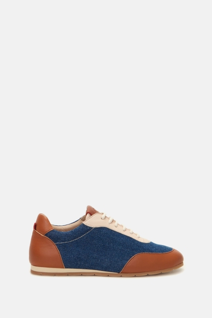 Denim canvas and leather bamba sneakers