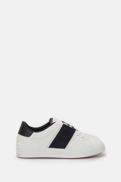 Leather sneakers with CH tape - NAVY