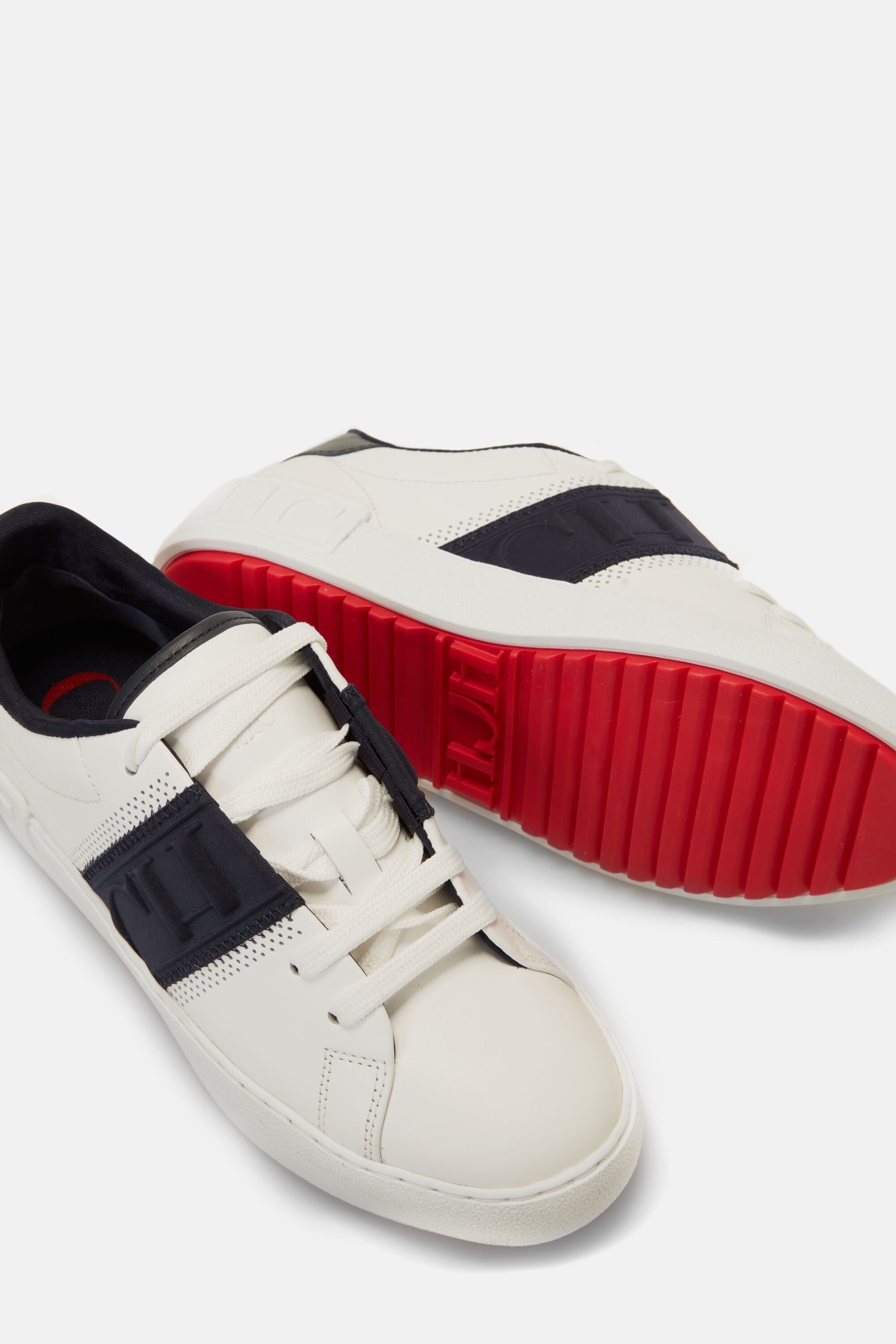 Leather sneakers with CH tape navy CH Carolina Herrera United States