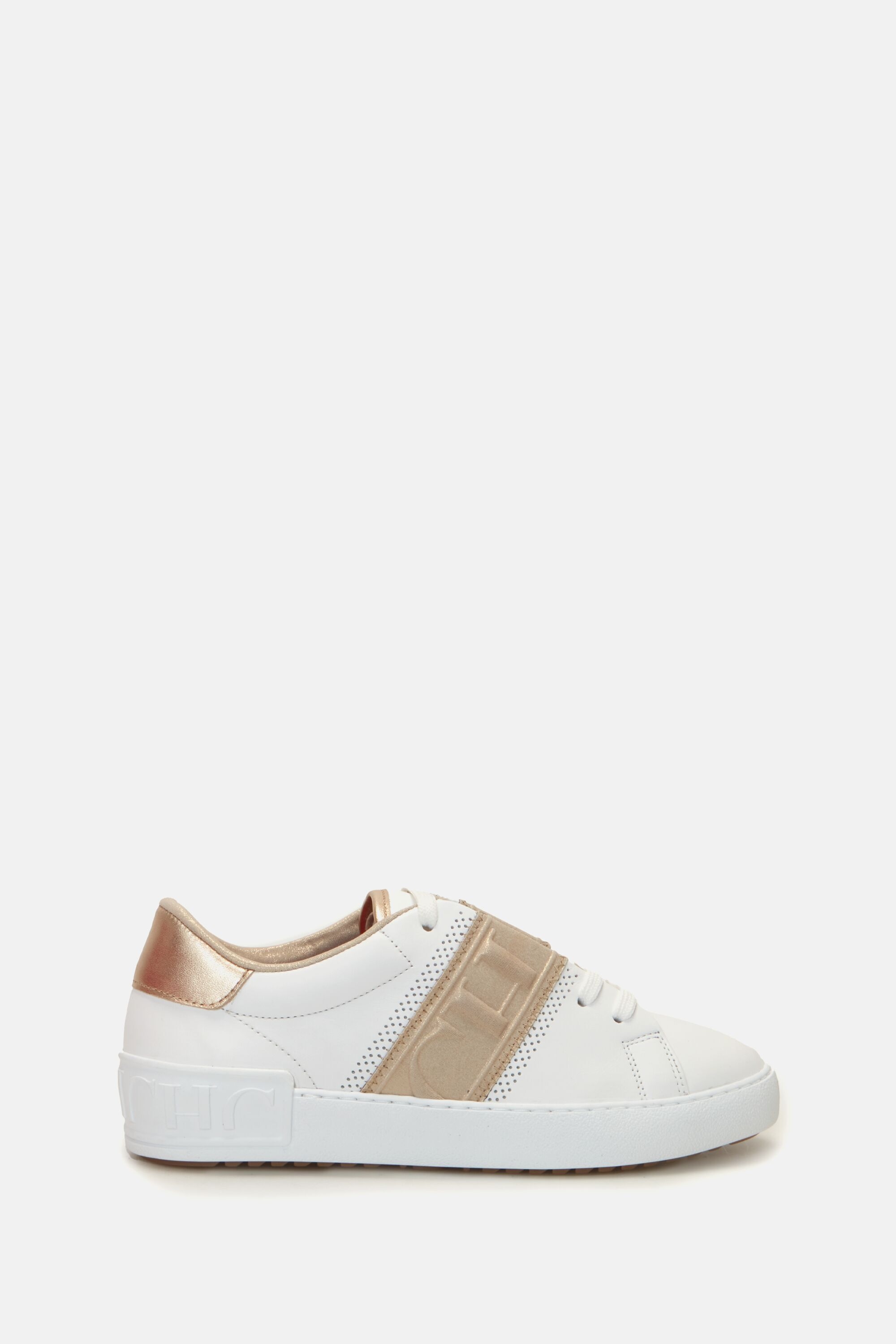 Leather sneakers with CH tape