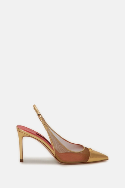 Initials Insignia 80 Mesh and leather slingback pumps