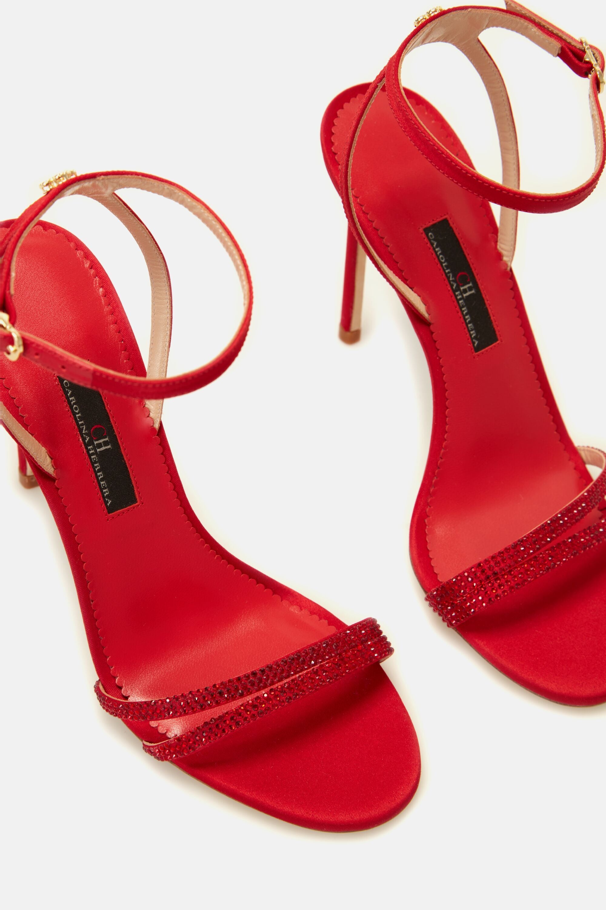 Gorgeous Carolina Herrera red retailer sandal heels Carolina Herrera gold emb