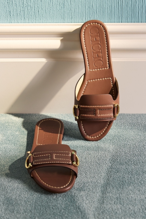 CHARRO INSIGNIA LEATHER SLIDES