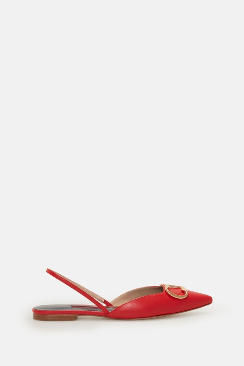 INITIALS INSIGNIA LEATHER SLINGBACK FLATS