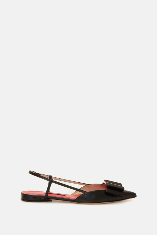 LACITO INSIGNIA LEATHER SLINGBACK POINT-TOE FLATS