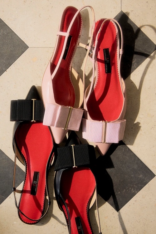 LACITO INSIGNIA LEATHER SLINGBACK POINT-TOE FLATS