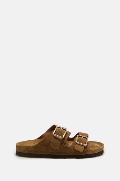 Factory Suede Flat Sandals - OAK