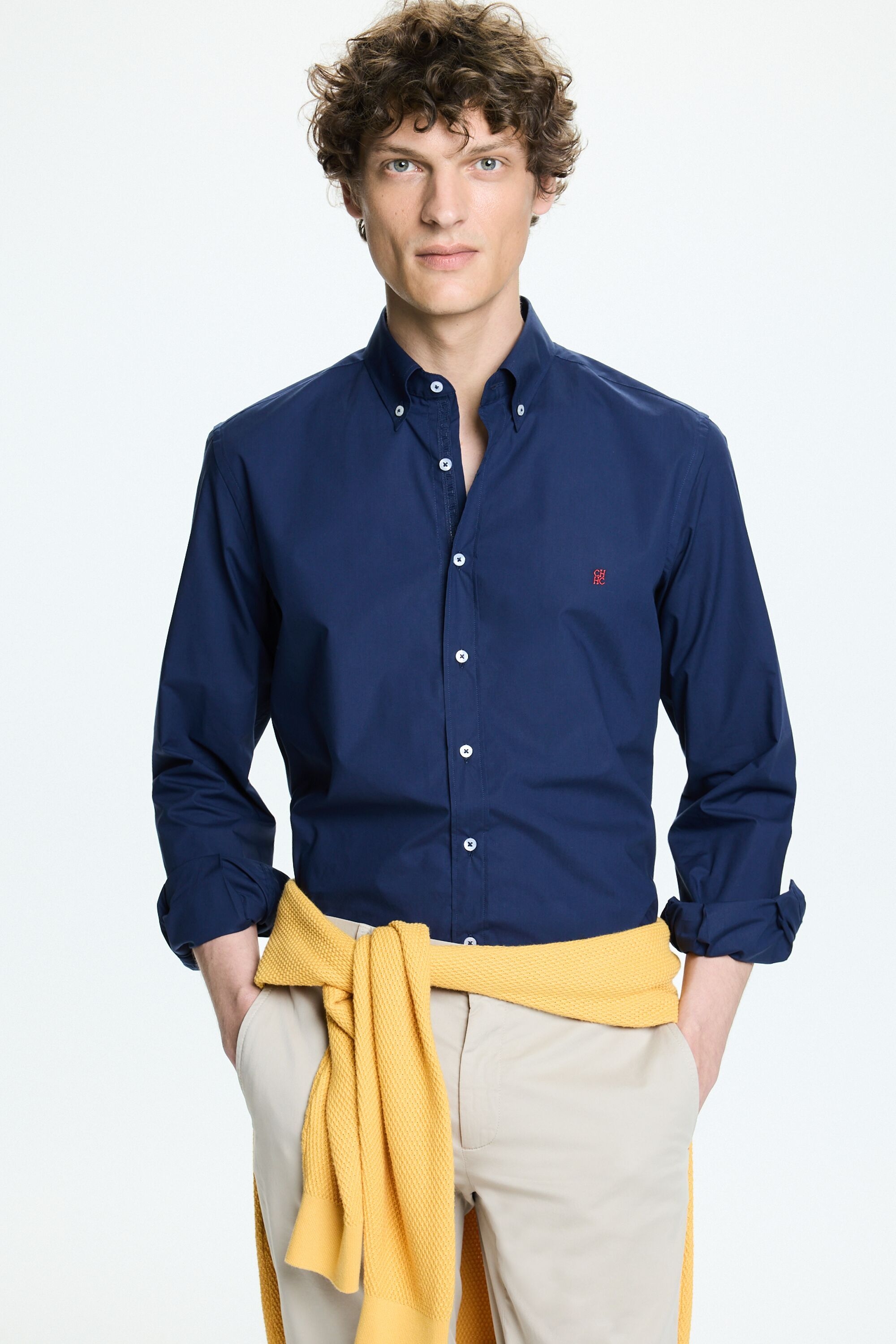 Poplin shirt with grosgrain