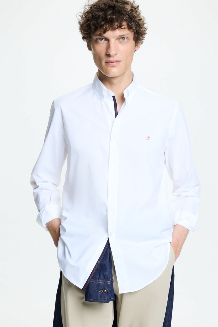 Camisa de popelín con grosgrain