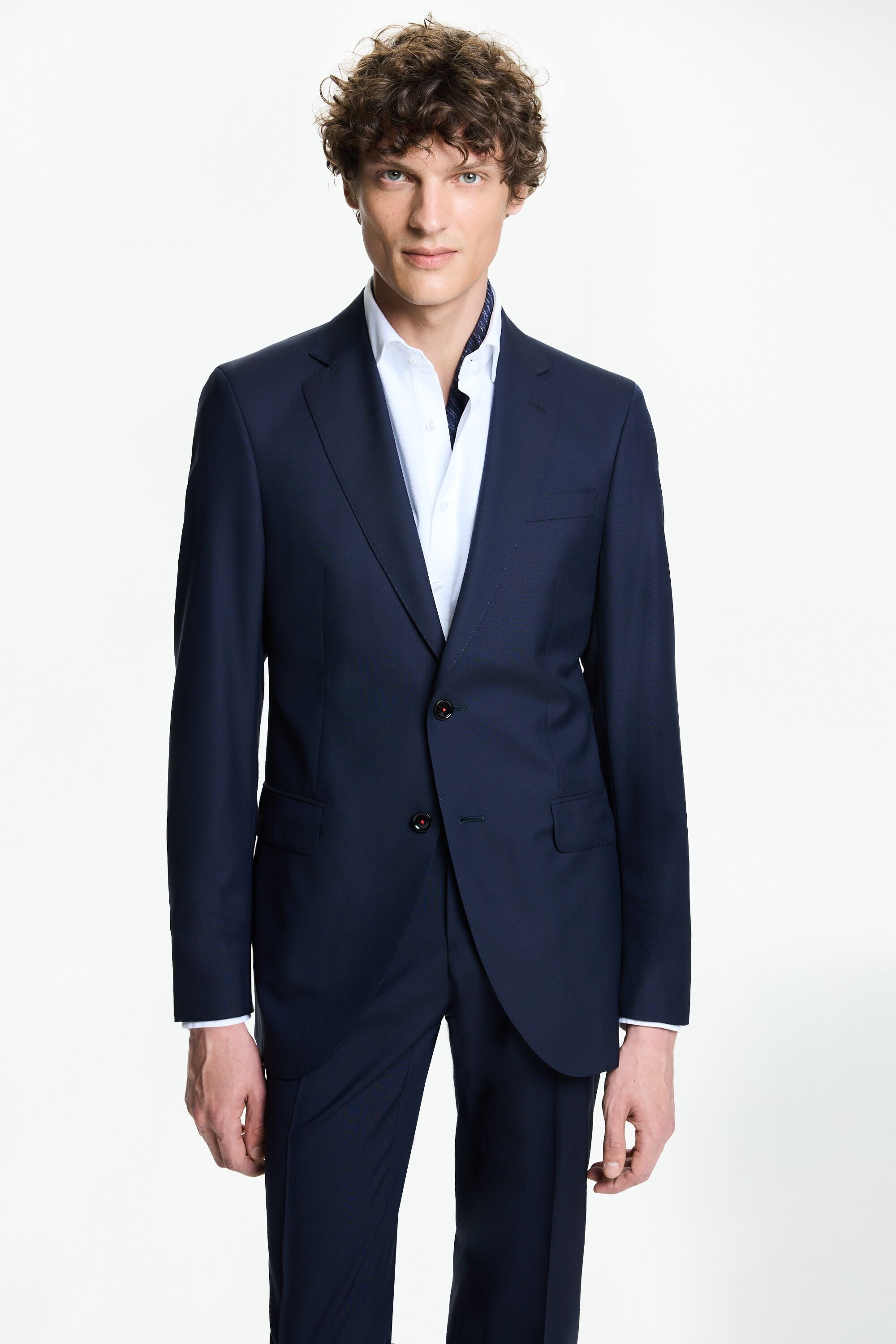 Suit jacket with shirt outlet