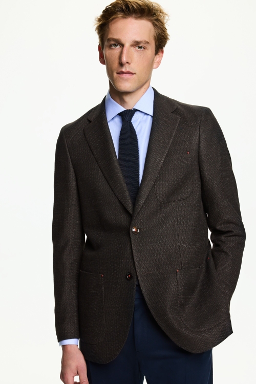 CHAQUETA RELAXED FIT DE ESTRUCTURA DE LINO ALGODÓN