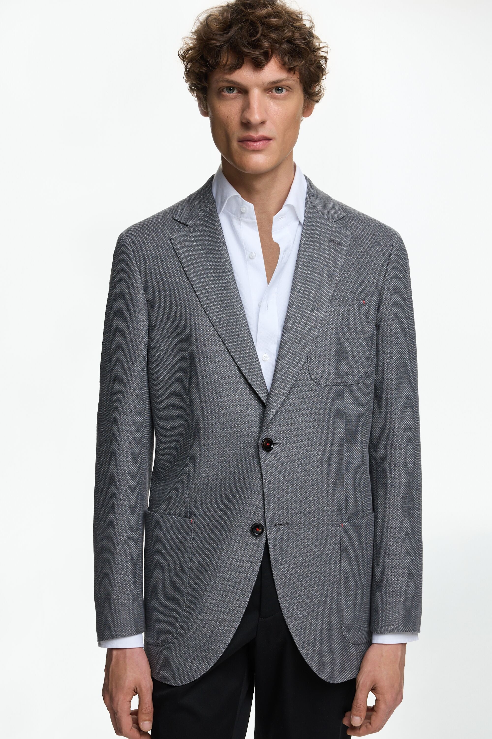 Chaqueta Relaxed Fit de Estructura de Lino Algodón