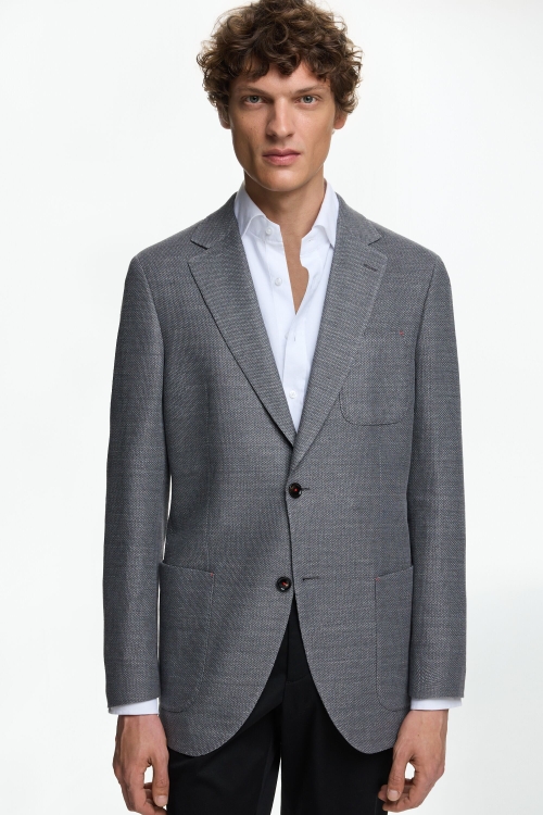 CHAQUETA RELAXED FIT DE ESTRUCTURA DE LINO ALGODÓN