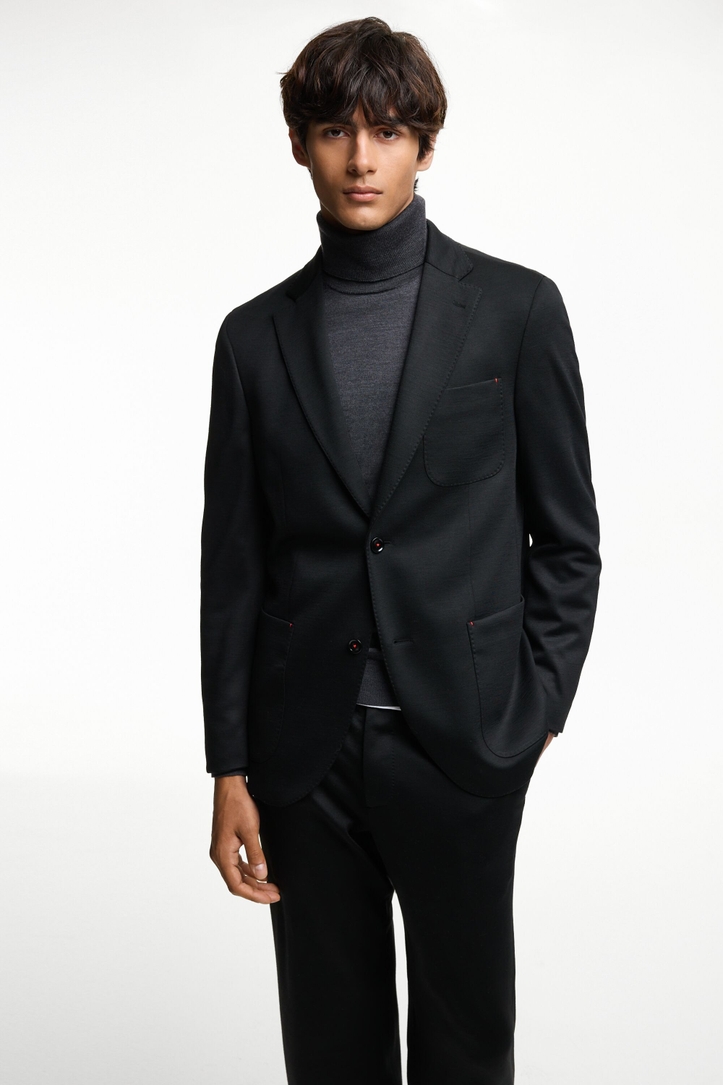 Textured Knit Relaxed Fit Suit Jacket