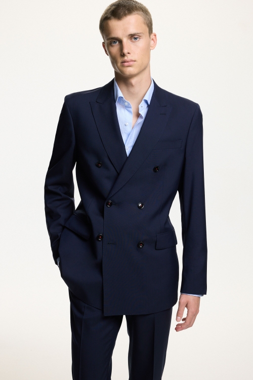 TROPICAL WOOL DOUBLE-BREASTED CLASSIC FIT SUIT JACKET