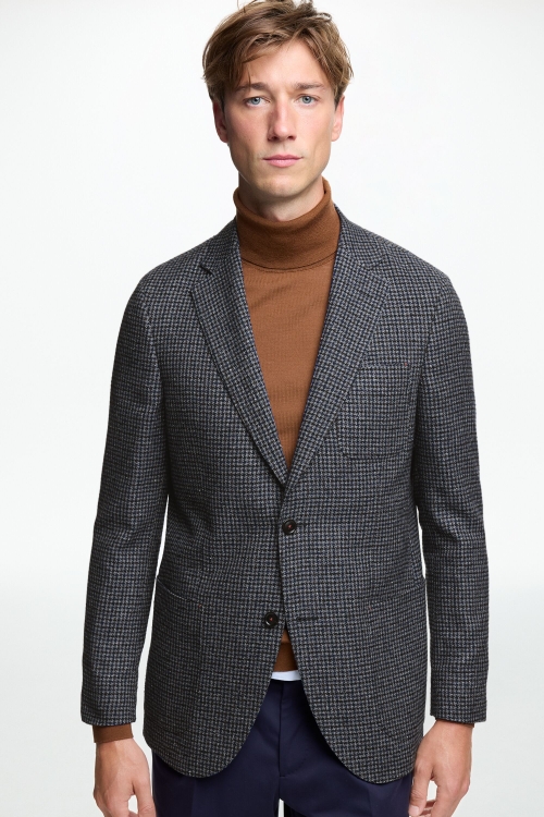 CHAQUETA RELAXED FIT DE LANA SEDA PATA DE GALLO