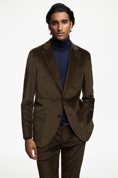 CHAQUETA DE TRAJE RELAXED FIT DE PANA DE ALGODÓN